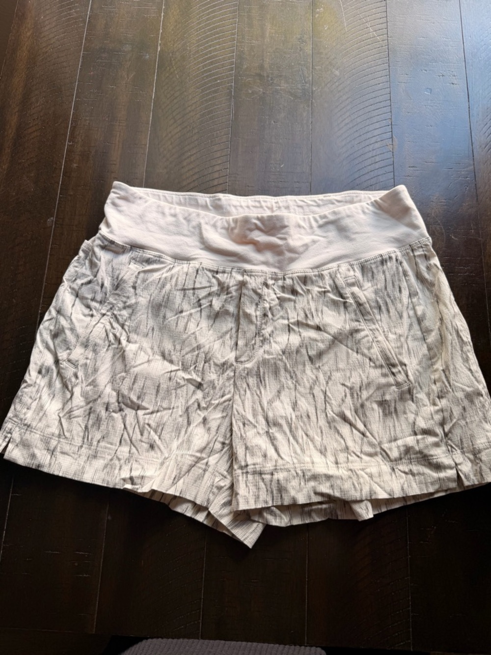 Athleta High-Waist Light Cream Textured Shorts